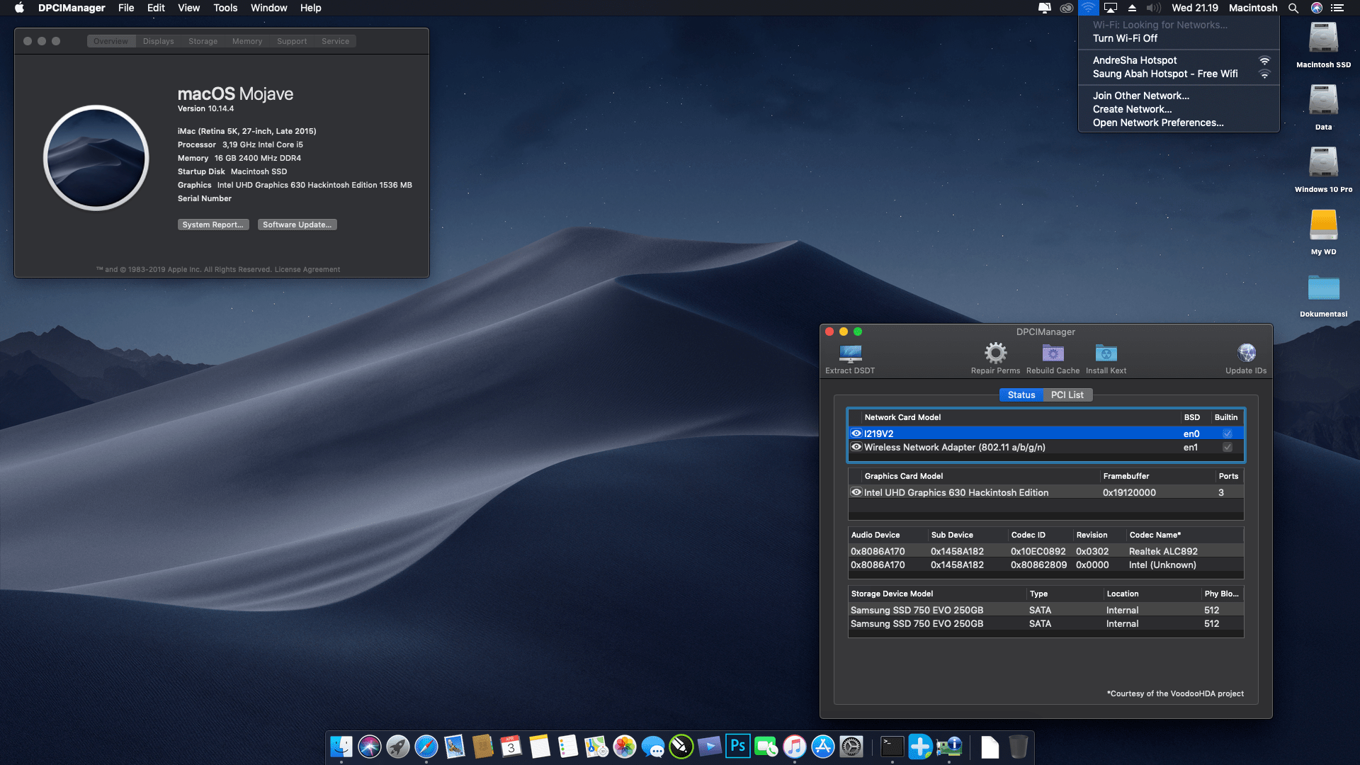 Succes Hackintosh macOS Mojave 10.14.4 Build 18E226 at Gigabyte GA-Z170M-D3H + Intel Core i5 6500
